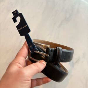 NWT Cole Haan Men's Black Leather 32MM Belt XL 42-44 fits 42.5” to 46.5”